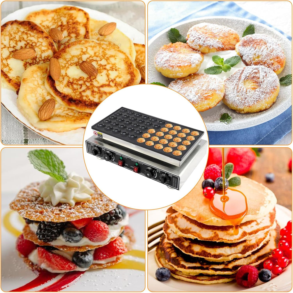 Garvee 50 PCS Mini Pancake Maker Machine, 1800W Commercial Electric Dutch Pancake Maker, Nonstick Waffle Iron for Home, Restaurants, Food Trucks – Precise Temp & Timer Control