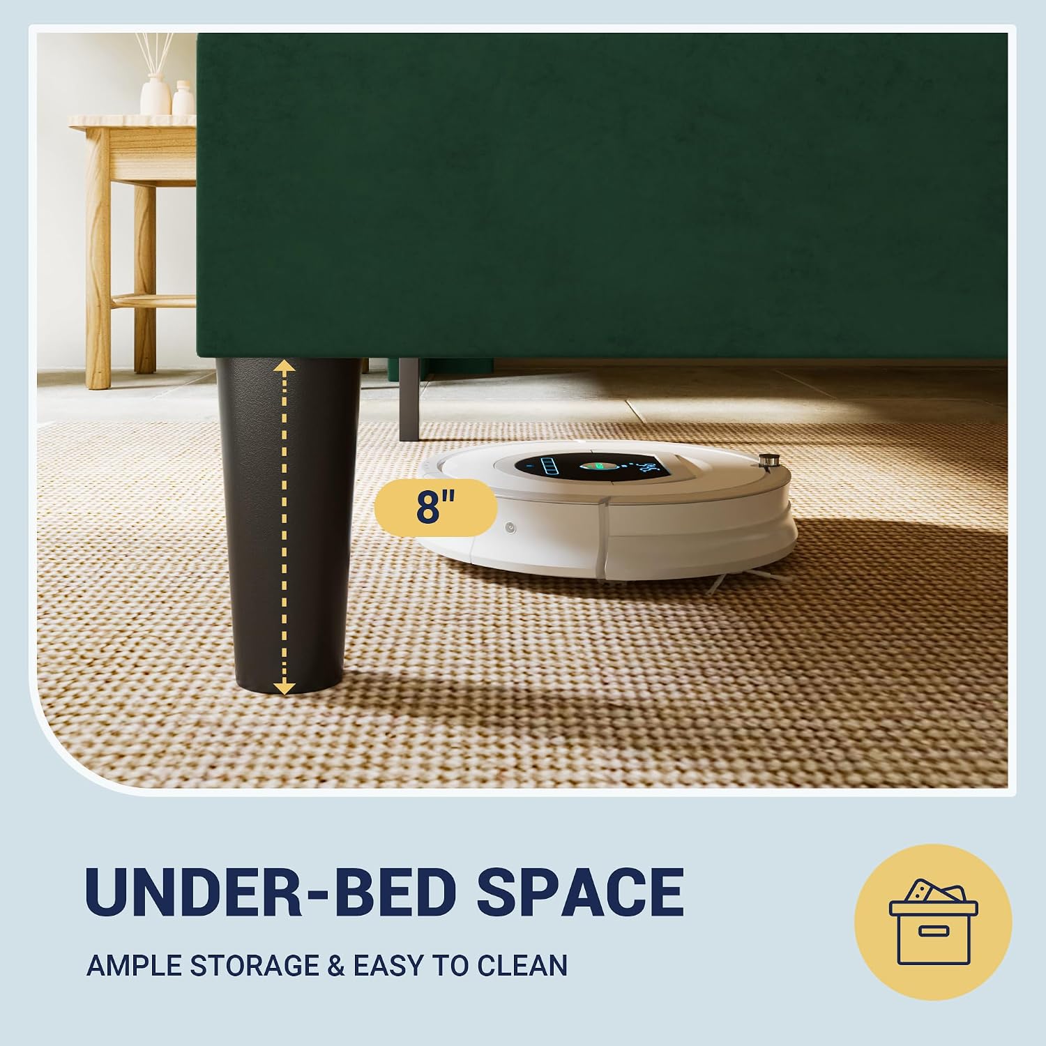 Allewie Full Size Velvet Platform Bed Frame with Vertical Tufted Wingback Headboard, Easy Assembly, Under Bed Storage, No Box Spring Required, Modern Style, Green