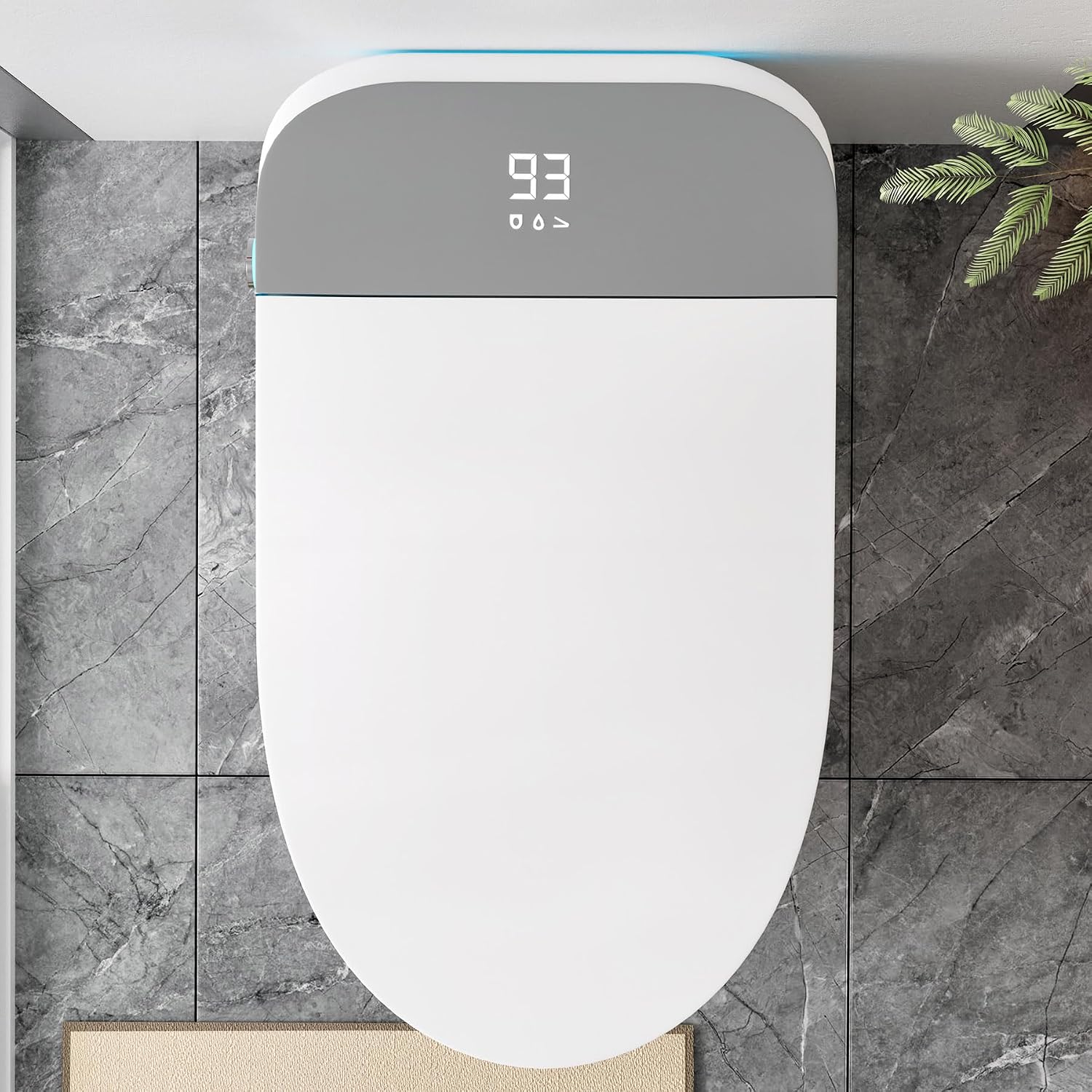 WinZo Smart Toilet, Tankless Toilets with Heated Seat, Auto Open & Close, Smart with Bidet Built In ADA Chair Comfort Height, Dryer and Warm Water Sprayer, Featuring Foot Sensor and Grey LED Display