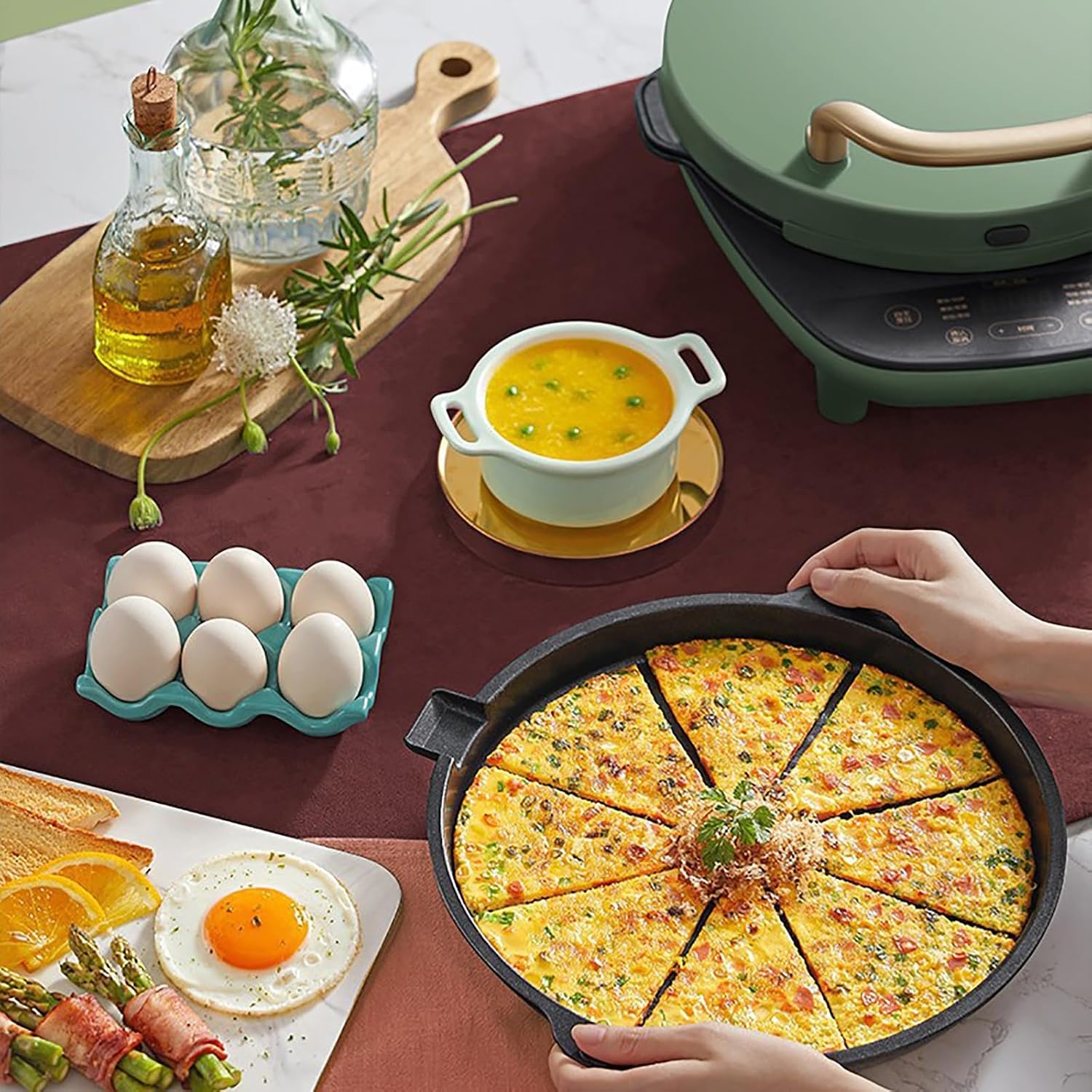 Electric Frying Pan, Electric Skillet, Electric Smokeless Indoor Grill, Removable Electric Griddle, for Steak, Egg Pancake, Heat The Bread