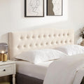 Huatean Home Tufted Upholstered Headboard King Size, Sturdy and Durable Solid Wood Bed headboard, Fabric Headboard Adjustable Height from 37' to 51', Modern Button Diamond Design Head Board, Beige