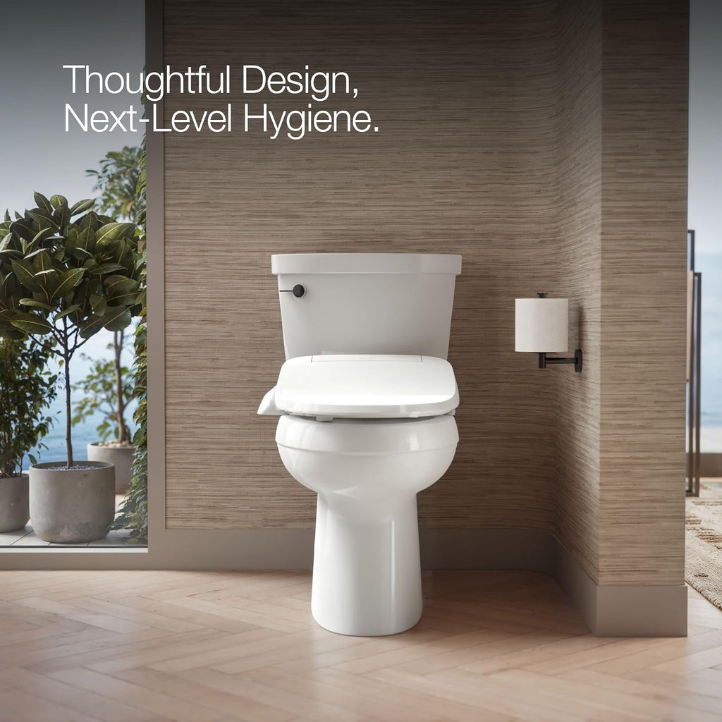 Kohler PureWash E525 Elongated Heated Bidet Toilet Seat, White, Warm Water, Quiet-Close Lid, Self-Cleaning Wand, Adjustable Water Pressure, Side Panel Controls, Easy Installation Bidet Attachment