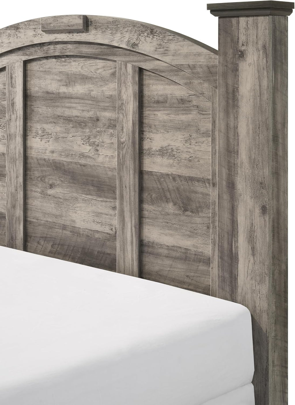 Rustic Gray Poster King Size 5pc Panel Bed Set Storage Wooden Solid Wood Bedroom Furniture