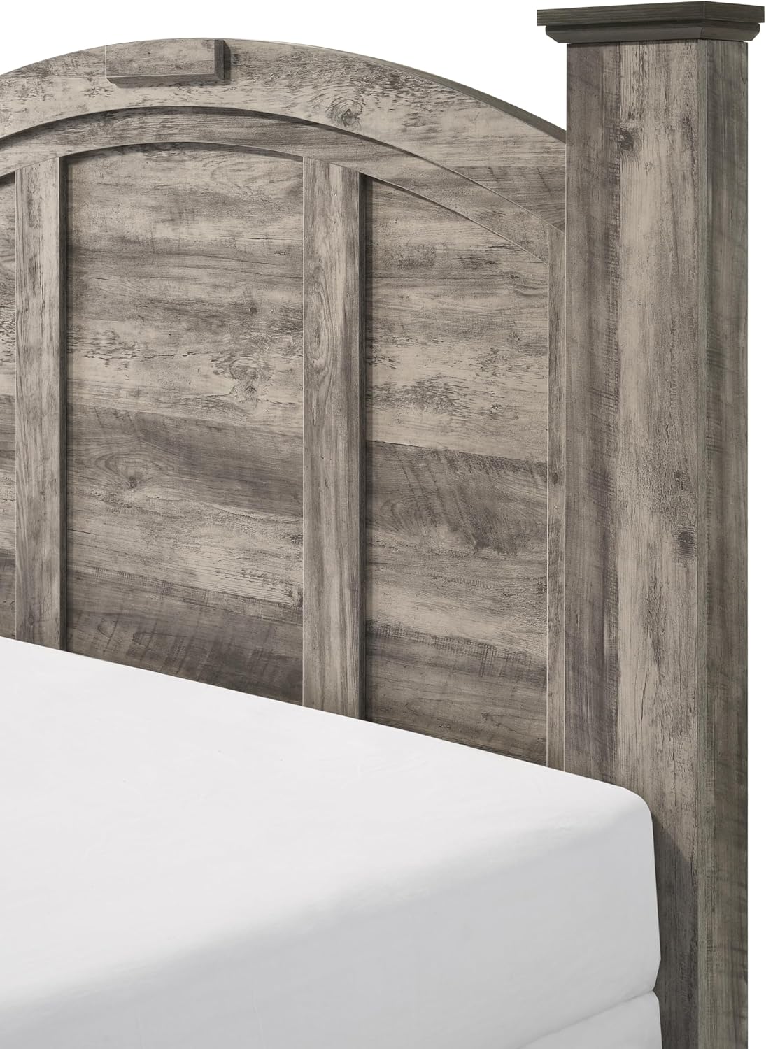 Rustic Gray Poster King Size 5pc Panel Bed Set Storage Wooden Solid Wood Bedroom Furniture