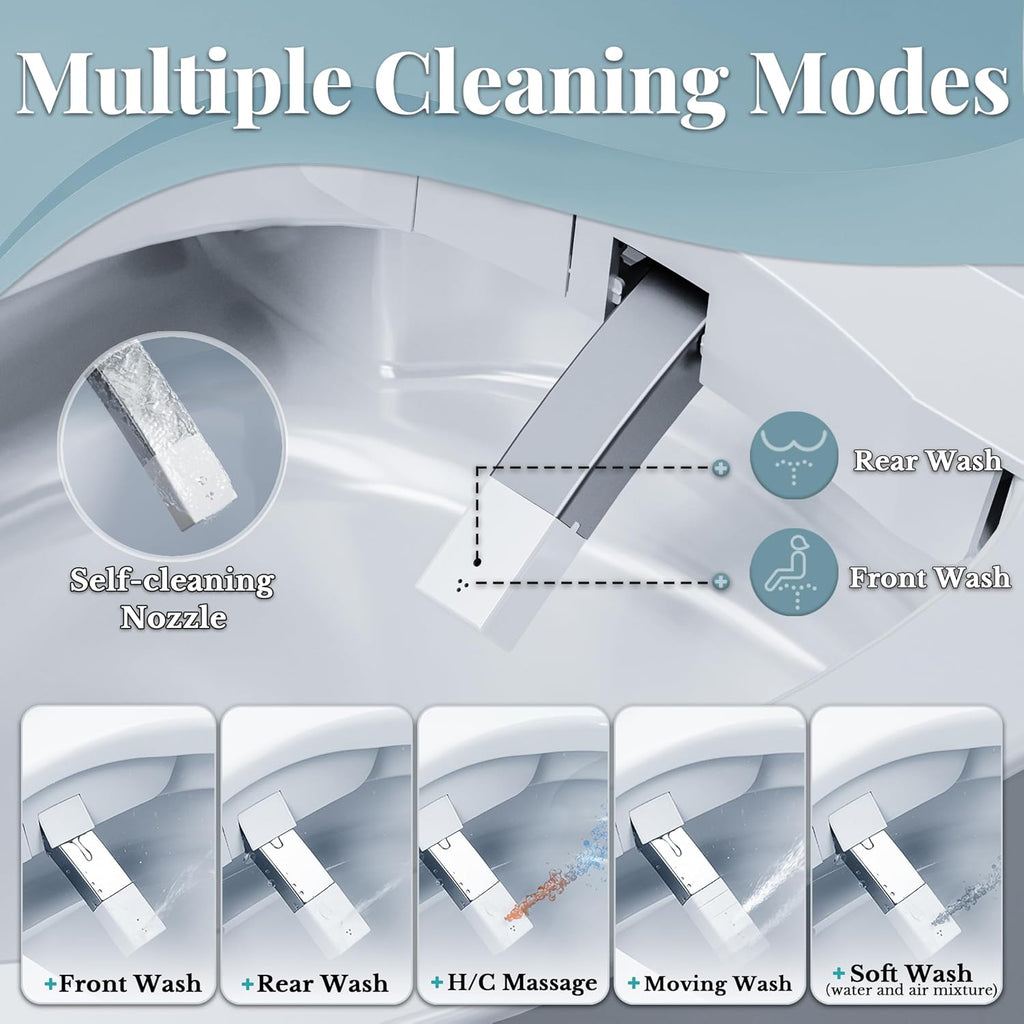 EchosLife Smart Toilet with Bidet Built In, One Piece Elongated Toilet with Tank, Pump-Assisted Flush, Heated Seat, Warm Water Wash & Air Dryer, Foot Sensor Flush, LED Display