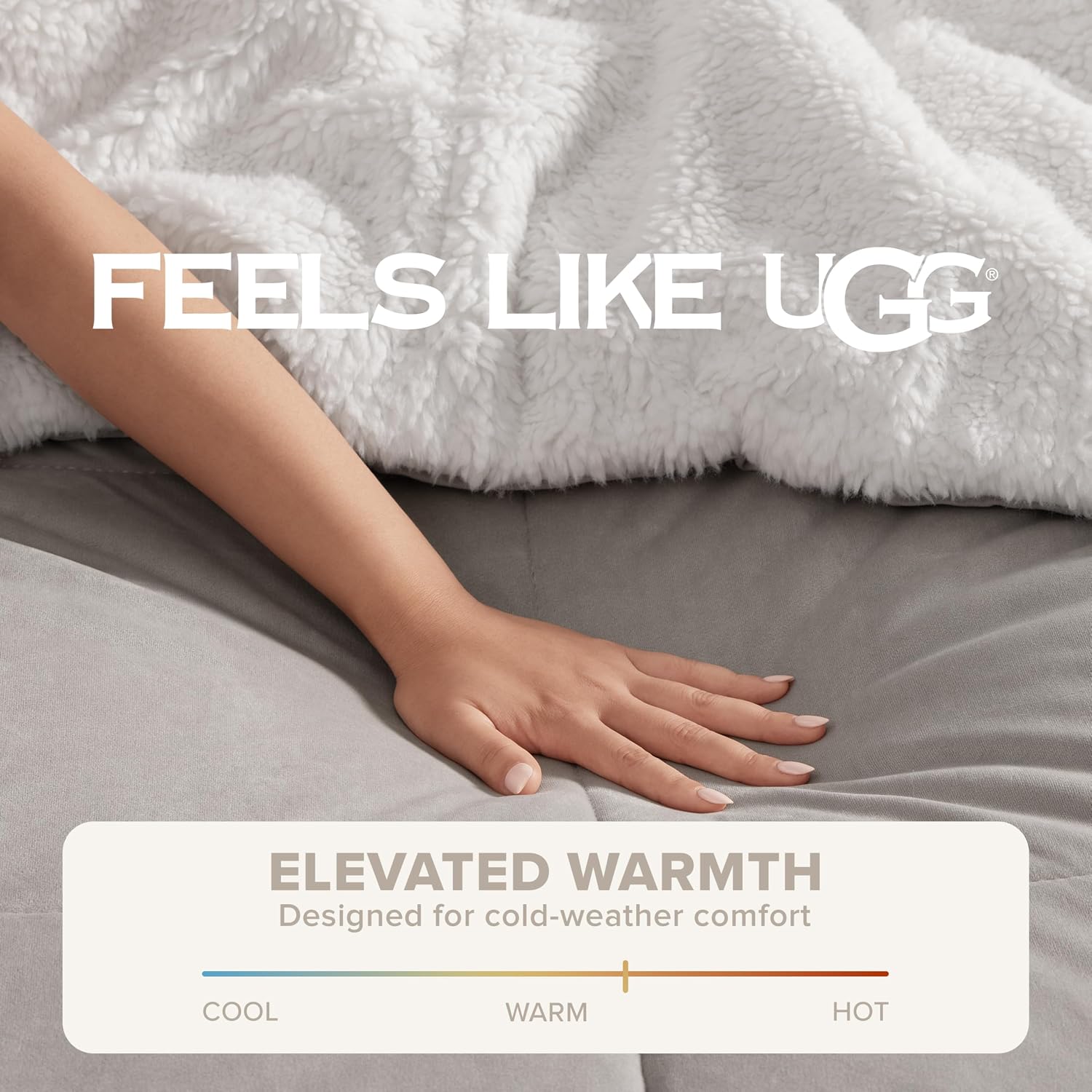 UGG Blissful Queen Comforter Set with 2 Pillow Shams, Reversible Quilted Bed Comforter, Ultra Warm Winter Bed Set, Down Alternative Bedding, Full/Queen Size, Seal Grey