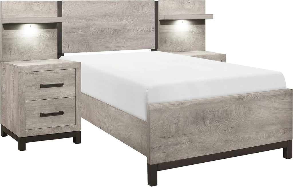 Lexicon Azalea 3-Piece Bedroom Set, Twin, Light Gray/Gunmetal