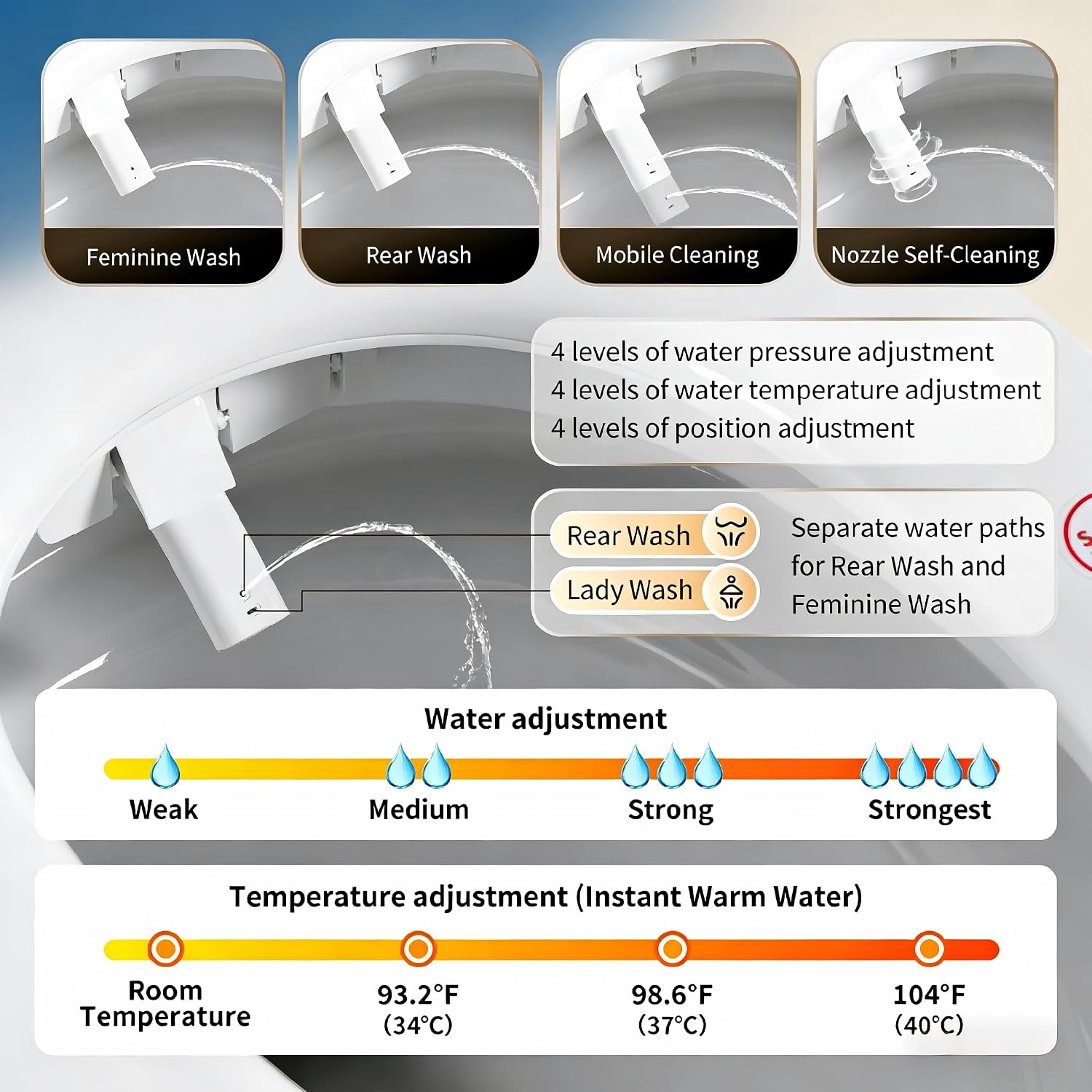 Smart Toilet with Auto Open/Close Lid, One Piece Bidet for Bathroom, Heated Seat, Foot Sensor, 1000 MaP Auto Flush, Instant Warm Water & Dryer, Multiple Wash Modes, Remote Control (ST-MX80)