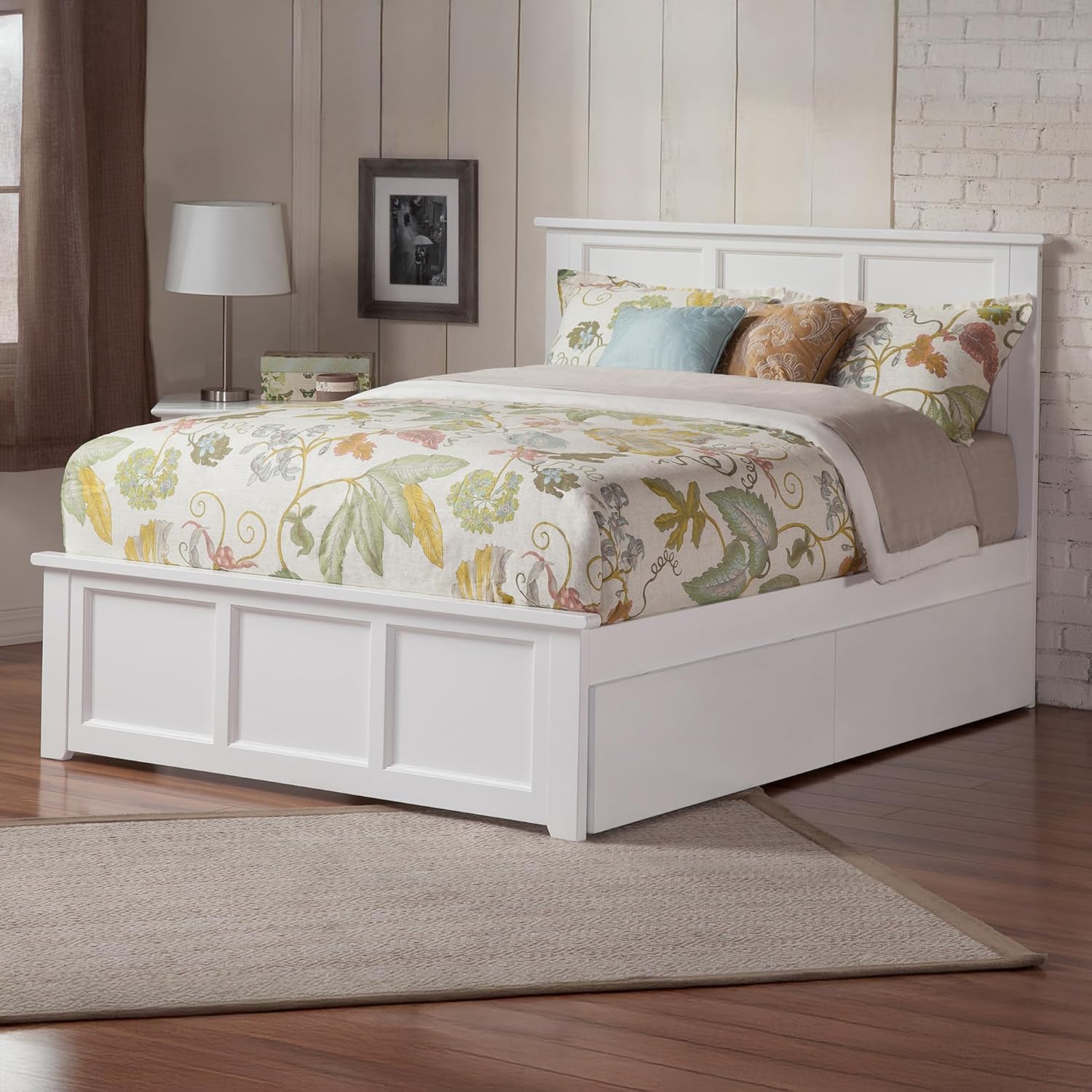 AFI, Madison Queen Platform Bed with Matching Footboard & Storage Drawers, White