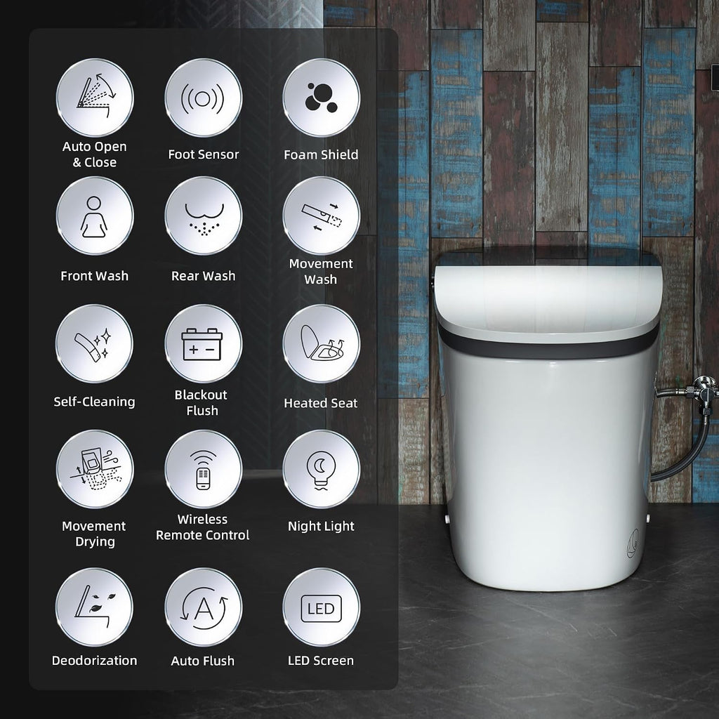 WOODBRIDGE Smart Toilet with 1000g MaP Flush Score, Foam Shield, Moving Dryer, ADA Comfort Height, Auto Flush, Blackout Flush, Auto Open & Close, Heated Seat, Bidet Toilet with Tank Built in (B0930S)
