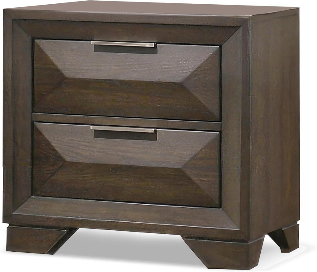 Furniture of America Wanden Solid Wood 5-Piece Bedroom Set, Queen-Size Bed with Vertical Faceted Headboard and Footboard, Beveled Bracketed Feet, Box Spring Needed, Espresso