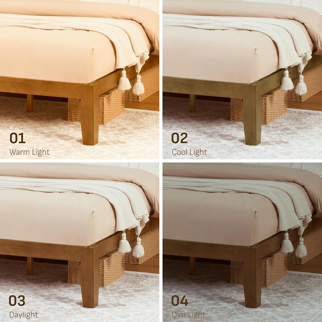 Softa Mikor Queen Japanese Joinery Bed Frame, Solid Rubberwood Platform Bed, 1500 Lbs Heavy Duty Slats Support, SGS Certified, 15Min No-Tool Setup, Under-Bed Storage, No Box Spring Needed, Noise-Free