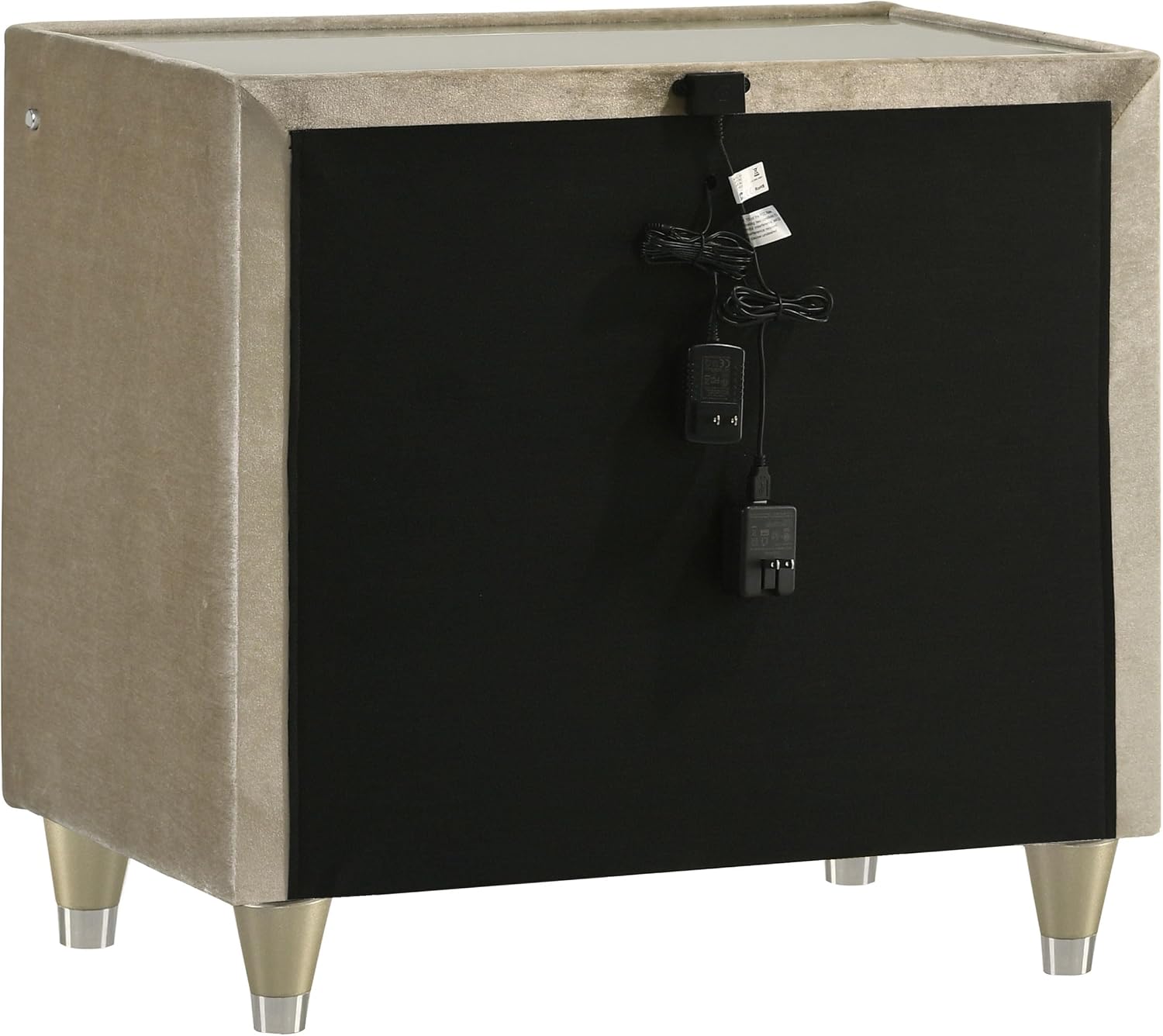 Coaster Home Furnishings - Lorient - Wood - 5-Piece Bedroom Set with LED Wingback Bed, USB Port, Traditional Style and Tufted Crown Details - Bedroom - Queen Size - Ivory and Camel - 222661Q-S5