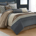 LANCO MODERN LIFESTYLE California King Comforter Set, Grey Brown, 10 Piece Bed in a Bag for All Seasons, Luxury Extreme Comfort Bedding Sets with Bedskirt, Pillow Shams, Euro Shams and Decor Pillows