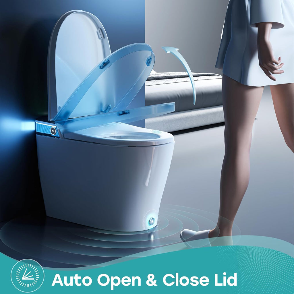 HOROW T38 Artistic Smart Toilet, Bidet Toilet with Powerful Flush, Auto Open/Close Lid, Instant Warm Water, Elongated Heated Seat, Dryer, Night Light, Deodorization