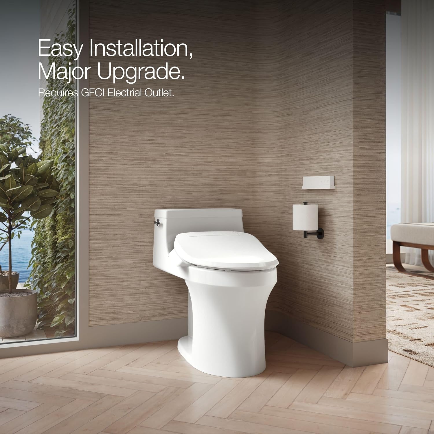 Kohler PureWash E700 Heated Bidet Toilet Seat, White with Remote, Warm Water, Quiet-Close Lid, Self-Cleaning Wand, Adjustable Water Pressure and Nightlight, Easy Installation Bidet Attachment