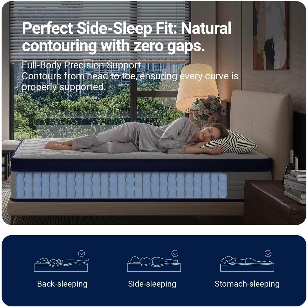 Avenco 10 Inch King Size Mattress for Deep Sleep, King Mattresses with Smart Coil Spring Technology for Pressure Relief, Breathable Cover Motion Isolation CertiPUR-US Certified Bed Mattress in a Box