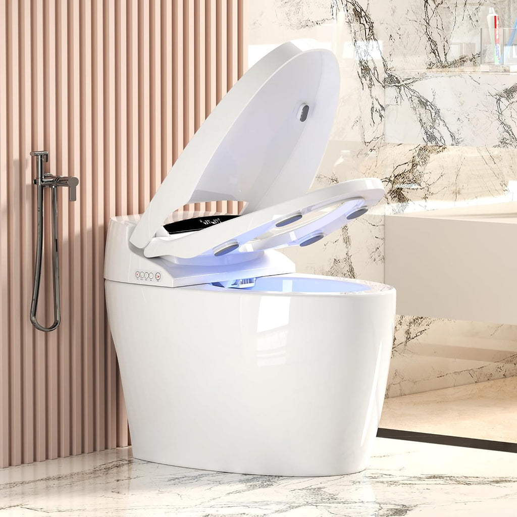 Smart Toilets with Heated Bidet Seat.Portable toilet with bidet built.Intelligent Toilet Auto Open,Close Seat. Bidet toilet with Dryer and Warm Water
