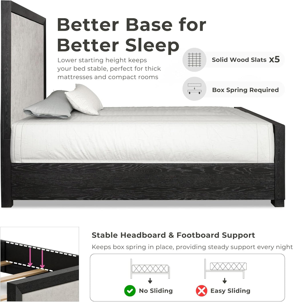 Furniture of America Dannen Modern Wood 3-Piece Bedroom Set with Panel Bed, Cedarwood-Lined Bottom and Felt-Lined Top Drawers on Oversized Nightstand, Box Spring Required, Queen, Tawny Brown