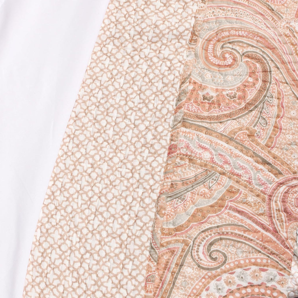 Levtex Home - Spruce Coral Quilt Set - Full/Queen Quilt (88x92in.) + Two Standard Pillow Shams (26x20in.) - Paisley Pattern in Coral and Tan - Reversible - Cotton