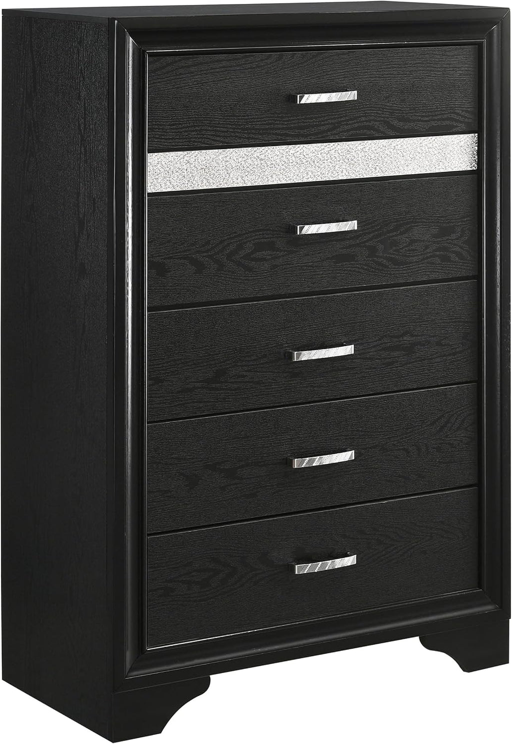 Coaster Home Furnishings Miranda Contemporary 5-Piece Bedroom Set Eastern King Size Storage Panel Bed Frame 50-inch Headboard Black 206361KE-S5