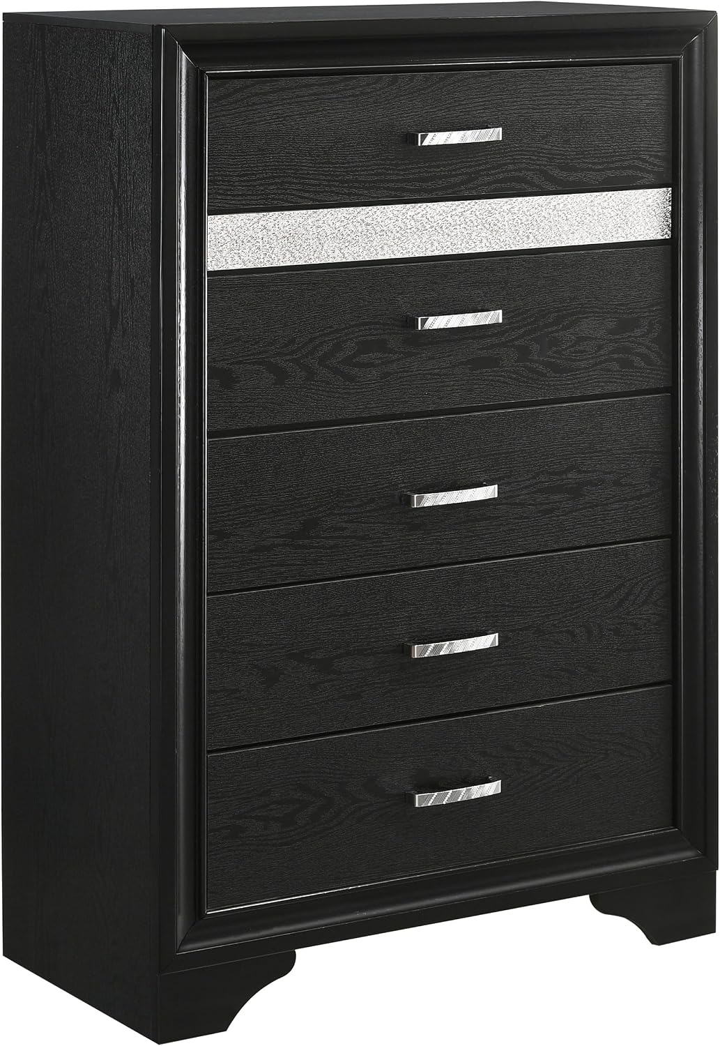 Coaster Home Furnishings Miranda Contemporary 5-Piece Bedroom Set Eastern King Size Storage Panel Bed Frame 50-inch Headboard Black 206361KE-S5