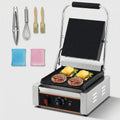 YS-811C 1800W Commercial Panini Press & Electric Grill, 9x9 Inch Sandwich Maker with 6-Temp Control, 110V Indoor Grill for Burgers, Panini, Breakfast, Silver