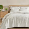 EVERGRACE 100% Cotton Paisley Quilt Set, King Size 3 Piece Set – Prewashed Lightweight Bedspread with 2 Shams, Soft & Breathable Matelasse-Style Quilted Coverlet for All-Season Comfort, Bright White