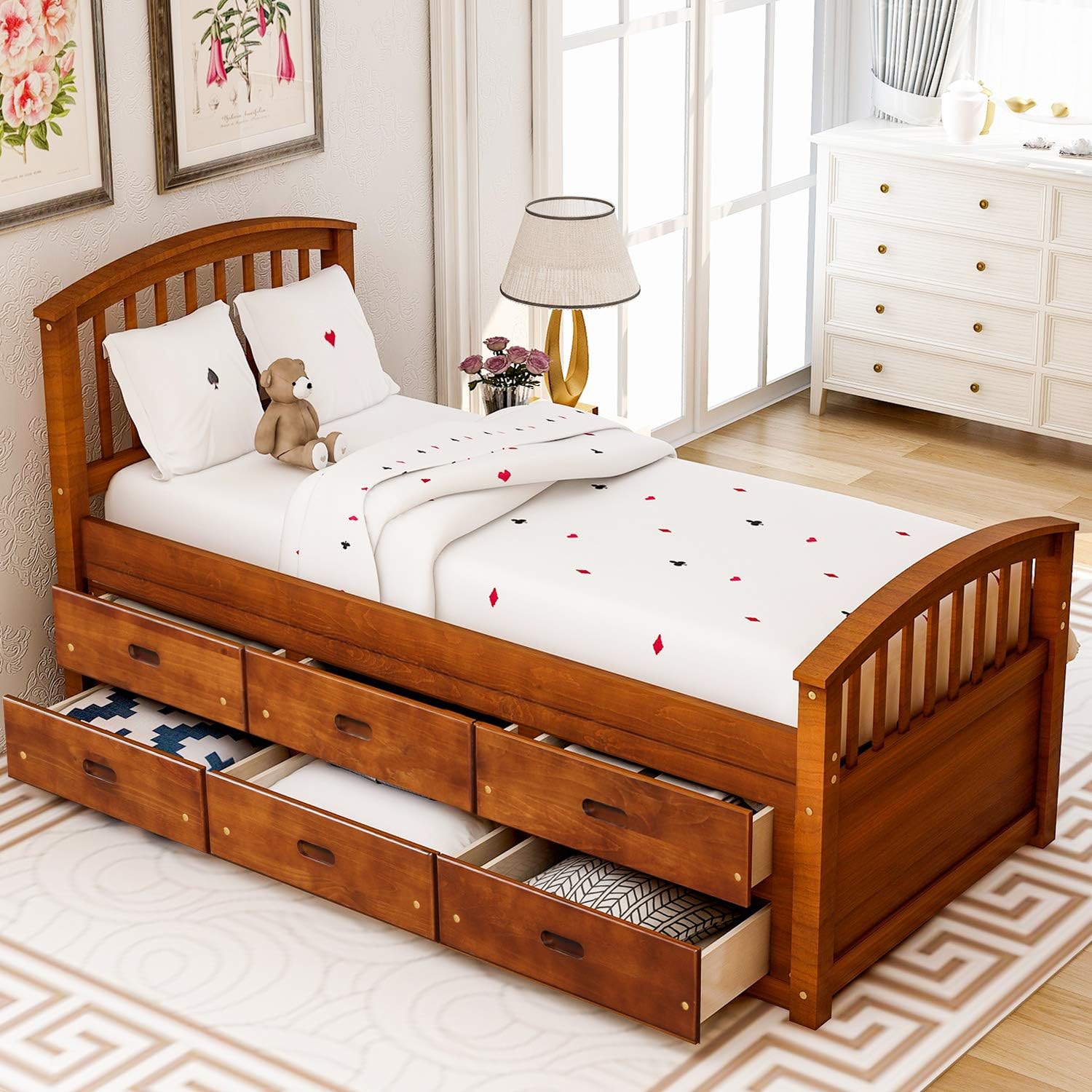 Merax Orisfur. Twin Size Platform Storage Bed Solid Wood Bed with 6 Drawers