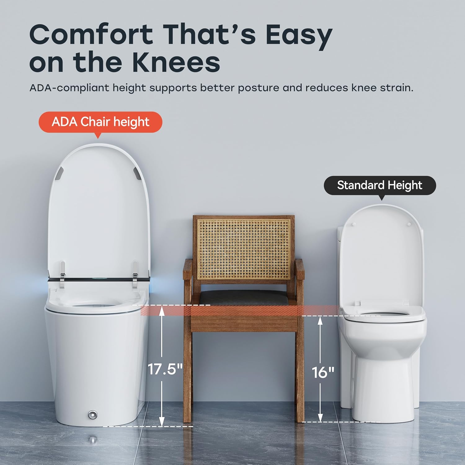 HOROW Artistic Bidet Toilet, Smart Toilet with ADA Chair Height, MAP 1000g Powerful Flush, Auto Open/Close Lid, Instant Warm Water, Elongated Heated Seat, Deodorization