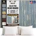 Barn Walls Solid Wood Headboard King Size, Blue Powderwash Finish with Smooth Natural Wood Grain, Handcrafted Wall-Mounted Panel Head Board, Adjustable Height, Modern Farmhouse Bedroom, Built to Last
