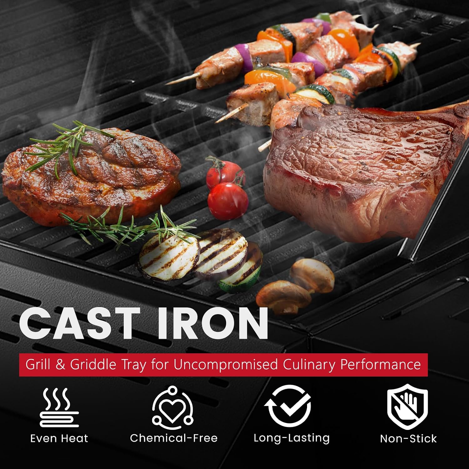 4 Burner Propane Grill,50000 BTU BBQ Grill with Side Burner and Enameled Cast Iron Grates,Visible Window Gas Grill with Wheels for Outdoor Cooking, Patio, Garden Barbecue Griliing
