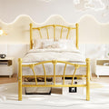 GarveeHome Twin Size Bed Frame, Heart Shaped Metal Bed Frame with Headboard and Footboard, Platform Bed Frame with Sturdy Slat Support, Underbed Storage Space, No Box Spring Needed, Gold