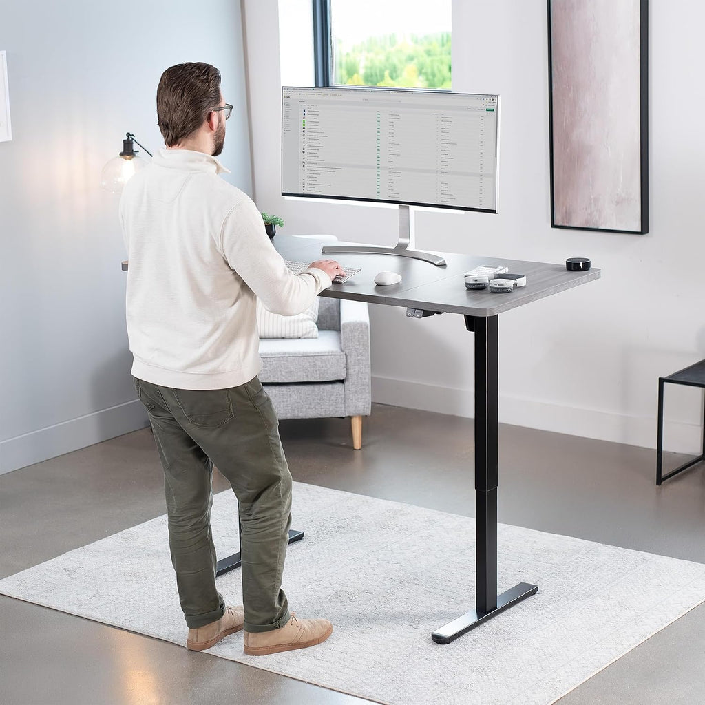 VIVO Electric 60 x 30 inch Stand Up Desk, Height Adjustable, Dark Gray Top Black Frame, Home and Office Furniture Sets, DESK-KIT-0B6G