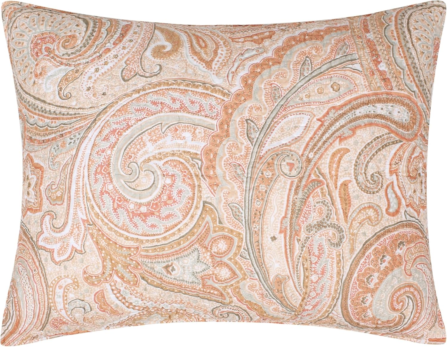 Levtex Home - Spruce Coral Quilt Set - King/Cal King Quilt (106x92in.) + Two King Pillow Shams (36x20in.) - Paisley Pattern in Coral and Tan - Reversible - Cotton