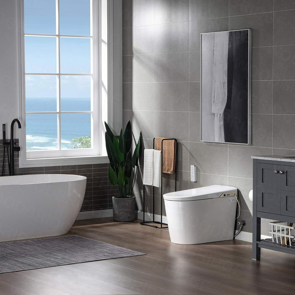 WOODBRIDGE B0980S Intelligent Smart Toilet, Auto Open & Close, Auto Flush,Heated Integrated Multi Function Remote Control, with Advance Bidet and Soft Closing Seat, White