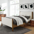 Modway Maven King Size Bed Frame in Feather Walnut with Upholstered Boucle Headboard and Footboard – Wood King Platform Bed Frame – No Box Spring Needed