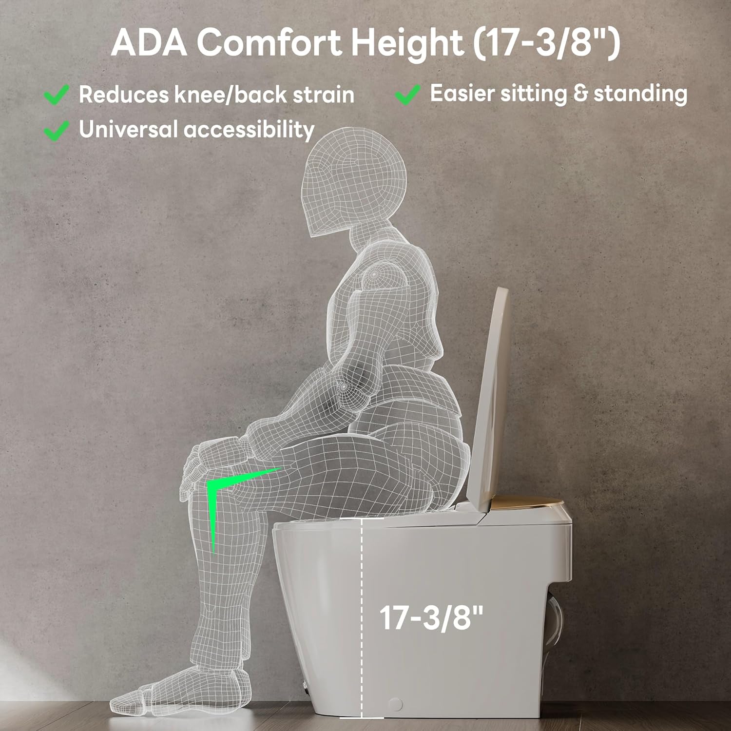 CASTA DIVA Non-Electric One Piece Bidet Toilet for Bathroom (CD-W10V Glod)