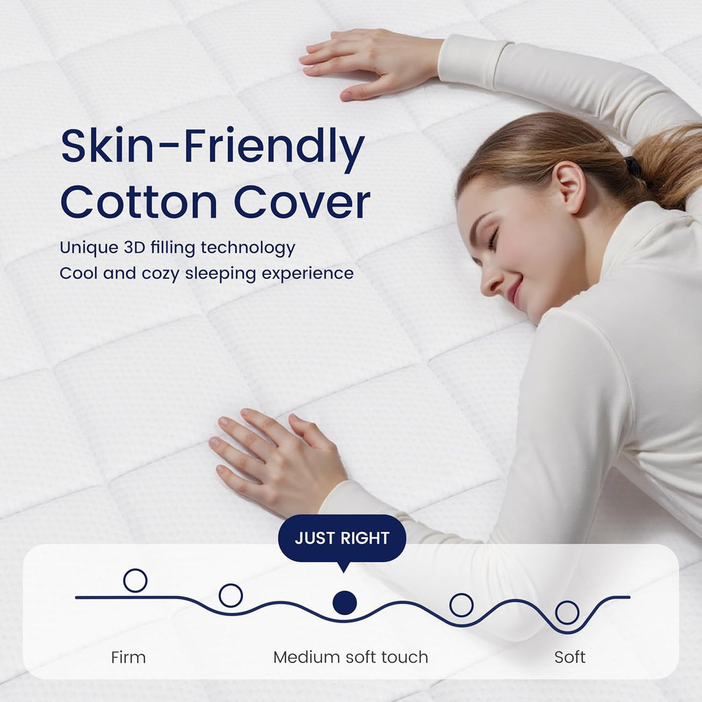 Full Size Mattress, 8 inch Hybrid Full Mattress in a Box, Cooling Gel Memory Foam Mattress with Pocket Springs, Full Bed Mattress for Pressure Relief, Medium Firm, Fiberglass-Free, CertiPUR-US