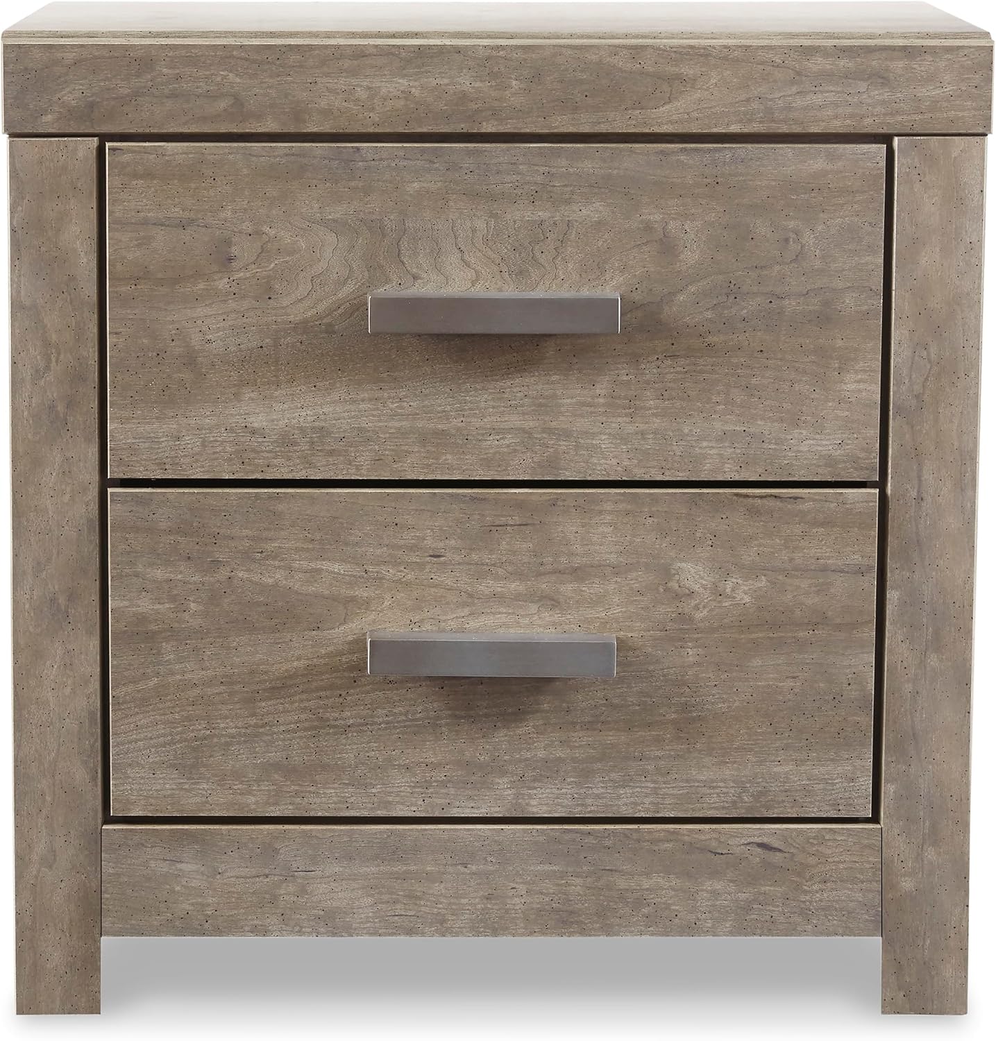 Signature Design by Ashley Culverbach Modern 2 Drawer Nightstand with 2 USB Charging Stations, 24.37' Tall, Weathered Gray