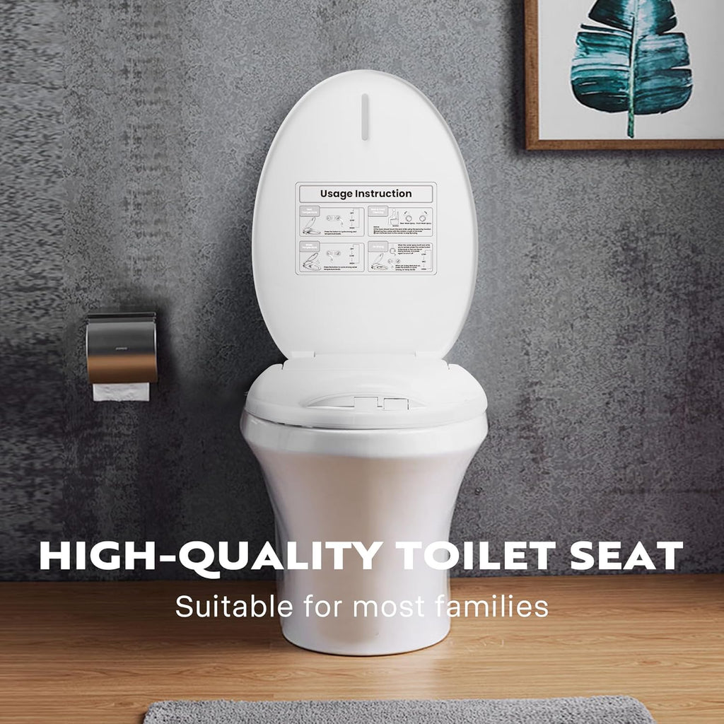 VIVOHOME Smart Heated Bidet Toilet Seat with Self-Cleaning Nozzle for Rear and Front Cleansing, Warm Air Dryer with Adjustable Temperature Settings, Soft Close Lid, Nightlight