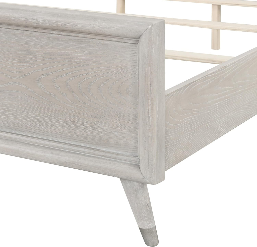 Roundhill Furniture Seluna 4-Piece Bedroom Set with Touch LED Lighting, Gray Oak Finish, King