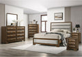 Furniture of America Johan Transitional Solid Wood 6-Piece Queen Panel Bedroom Set with Rounded Edges, Center Metal Glide and Padded Channel, Box Spring Needed, Brown and Light Gray