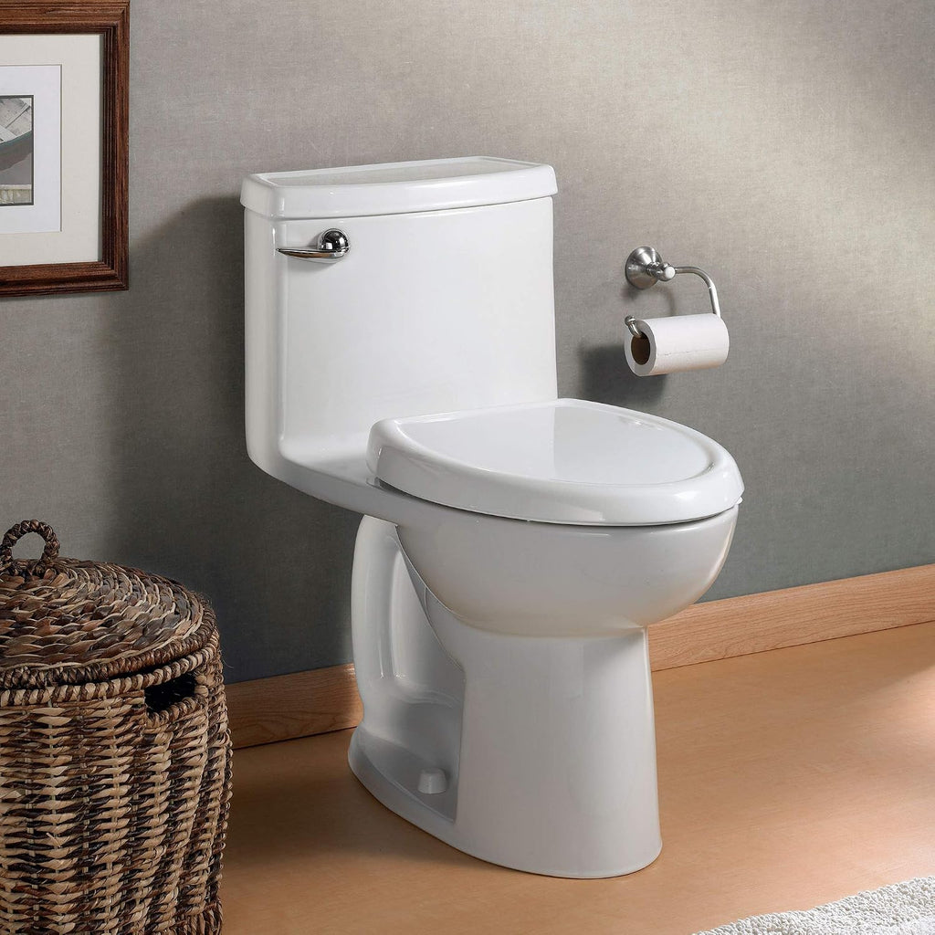 American Standard 612AA001.020 Compact Cadet 3, One-Piece Toilet with Slow-Close Seat and Wax Ring, Elongated Front, Left-Hand Flush, One Piece Toilets, White, 1.28 gpf