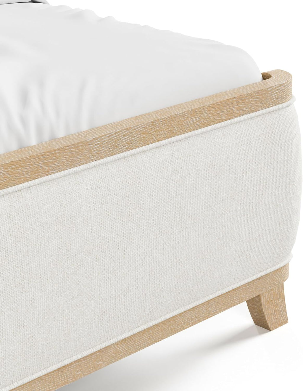 Furniture of America Saries Transitional Solid Wood 6-Piece Queen Panel Bedroom Set with USB Ports, Shelter Padded Headboard, Soft Curved Edges, Box Spring Needed, Natural Oak