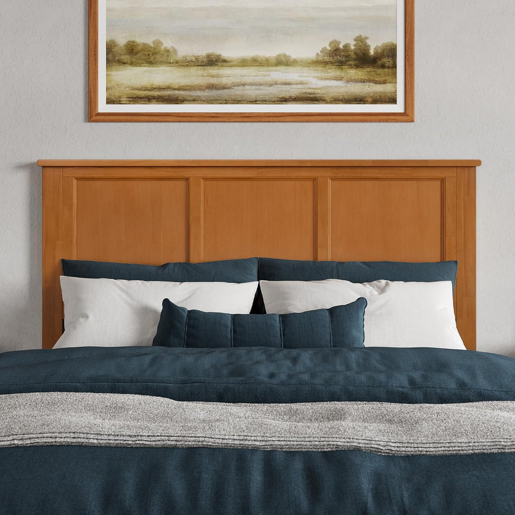 AFI, Charlotte Queen Solid Wood Low Profile Platform Bed, Light Toffee