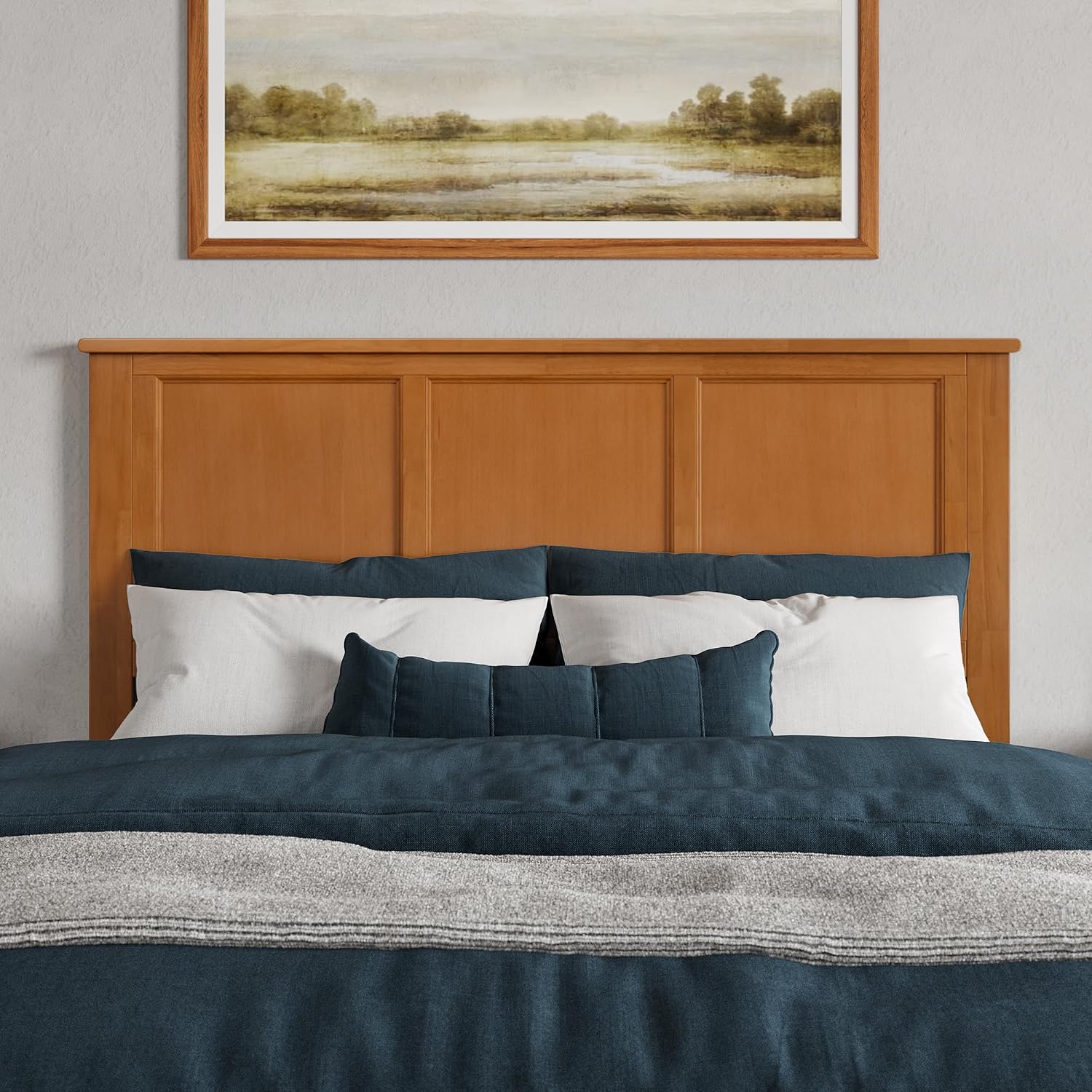 AFI, Charlotte Queen Solid Wood Low Profile Platform Bed, Light Toffee
