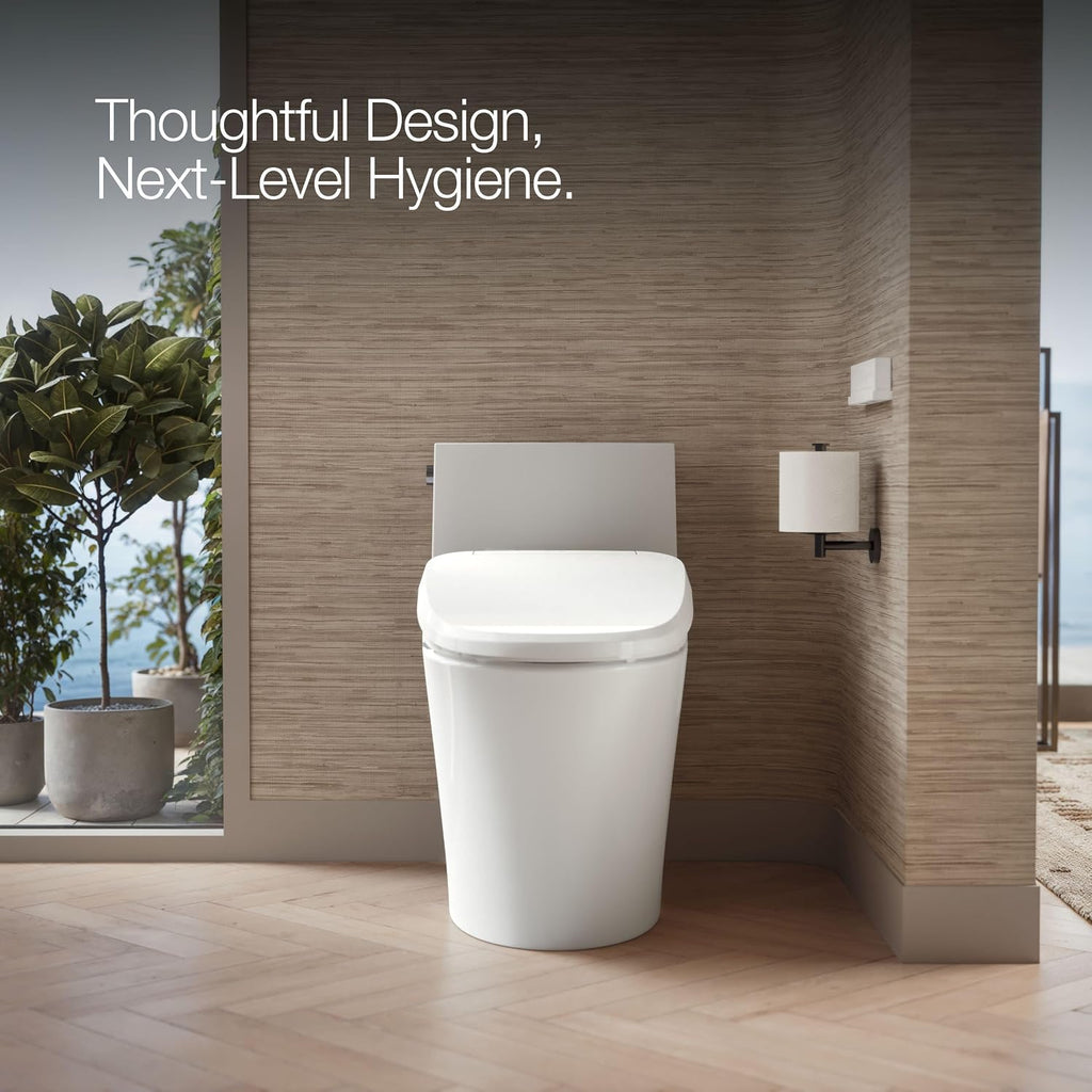 Kohler PureWash E820 Elongated Heated Bidet Toilet Seat, White with Remote Control, Quiet-Close Lid, Automatic Deodorization, Warm Water, Self-Cleaning Wand, Adjustable Water Pressure and Nightlight