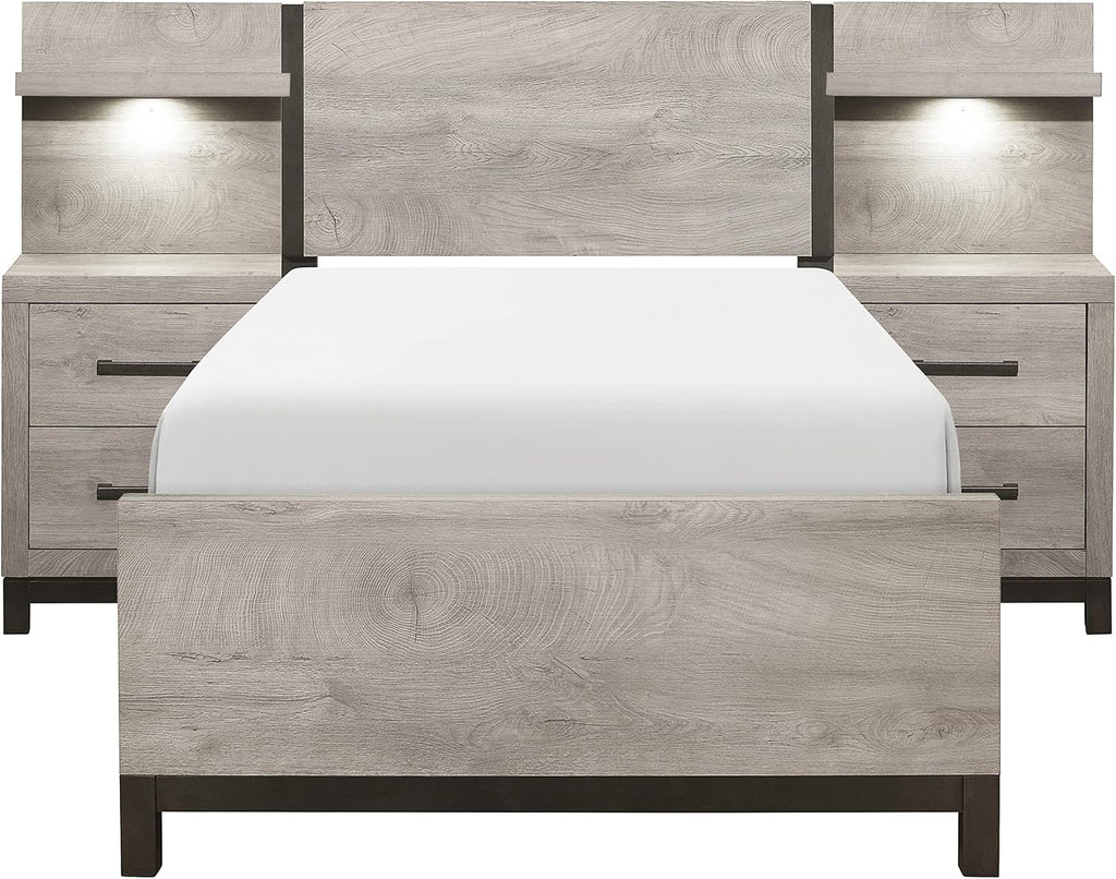 Lexicon Azalea 3-Piece Bedroom Set, Twin, Light Gray/Gunmetal