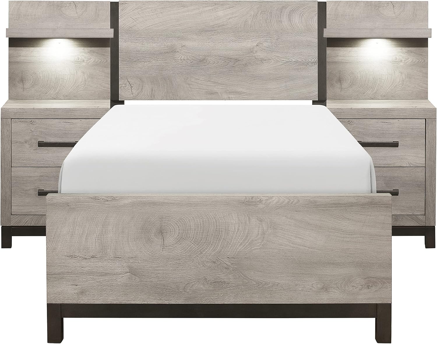 Lexicon Azalea 3-Piece Bedroom Set, Twin, Light Gray/Gunmetal